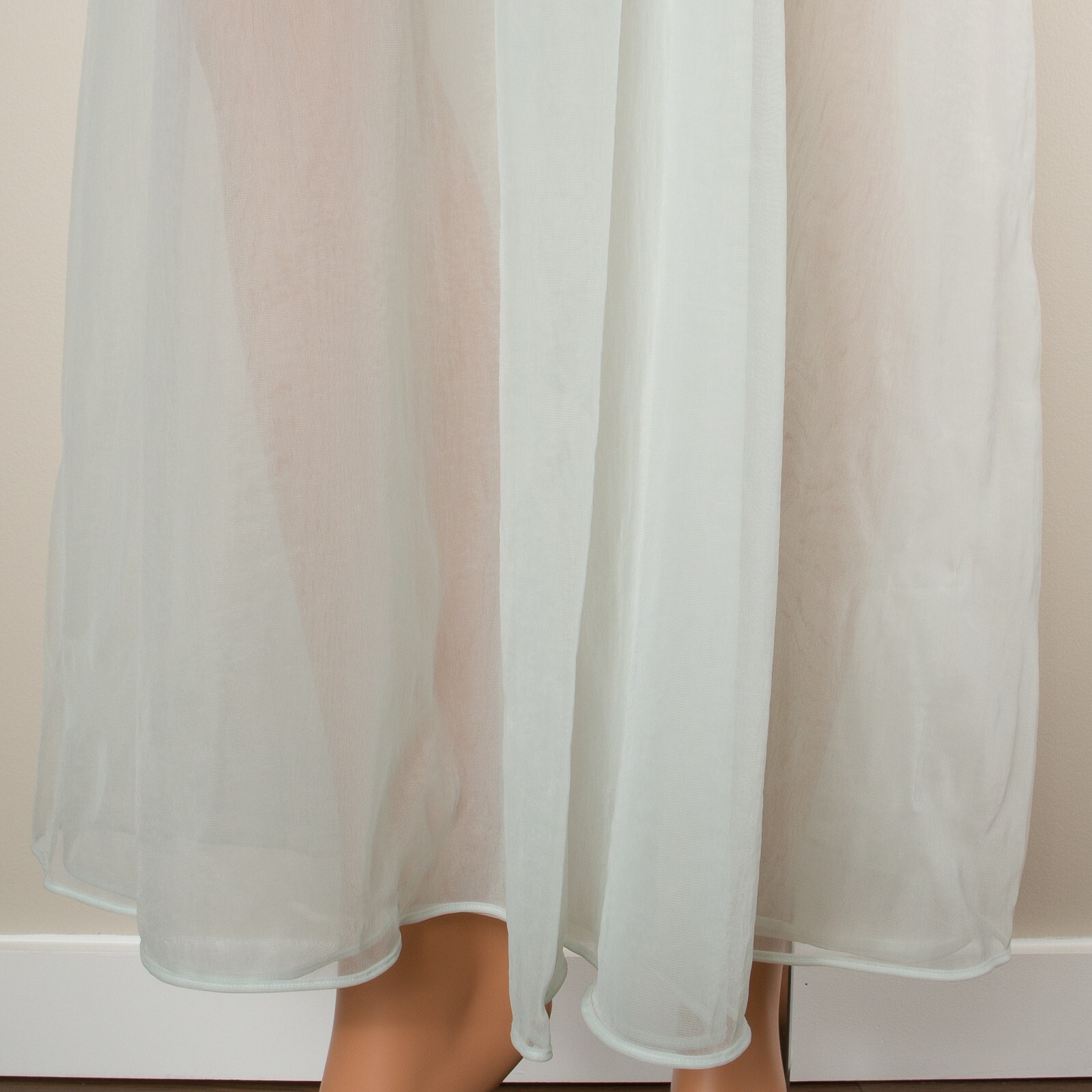 💖 SHADOWLINE Double Chiffon Mint Green Peignoir Robe Gown Nylon Full Length S