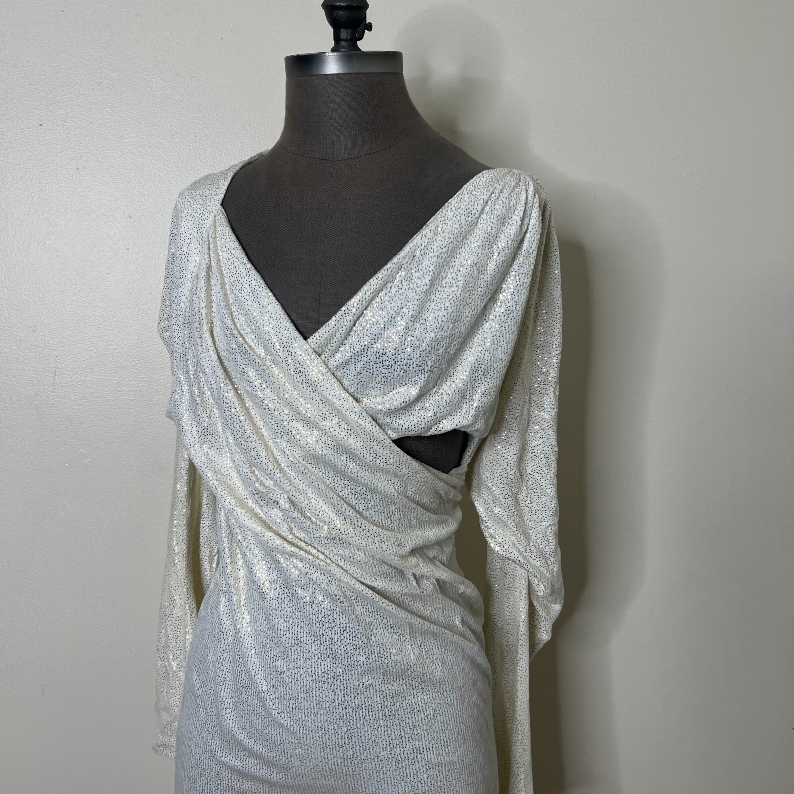 Vintage Moselle Beverly Hills Dress Size 2 Metallic Sparkle Cream Gold