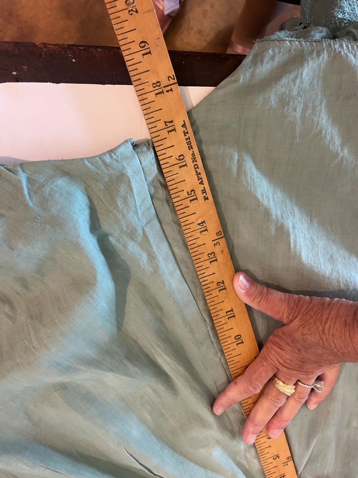 Antique Sage Victorian Bloomers Hand Dyed Sage Lace Trimmed Velvet Ties