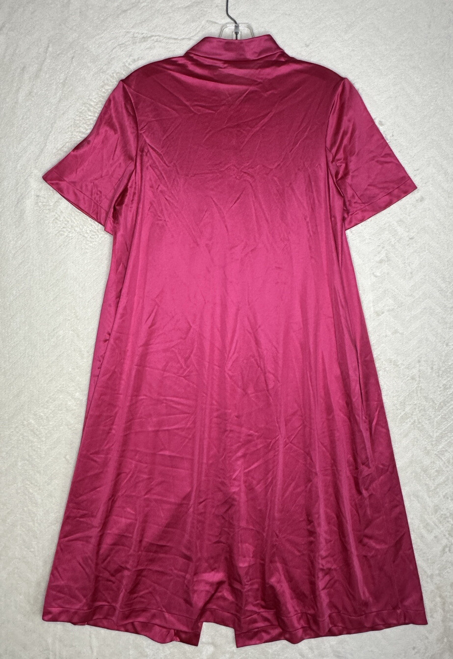 Vintage Vanity Fair Nightgown Size Small Magenta Pink Long Embroidery Button Up
