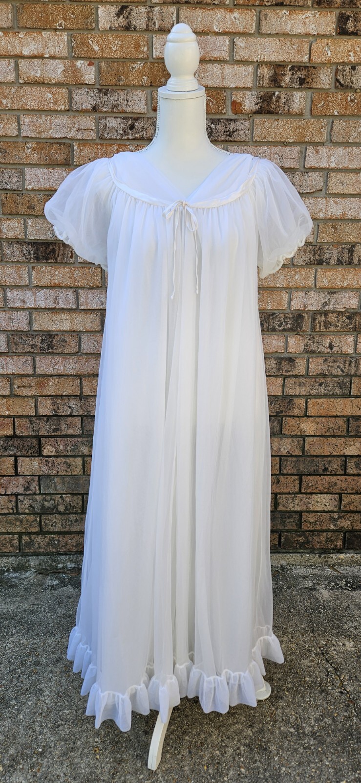Vtg Jenelle of California Double Nylon Peignoir Nightgown Set Trimmed with Satin