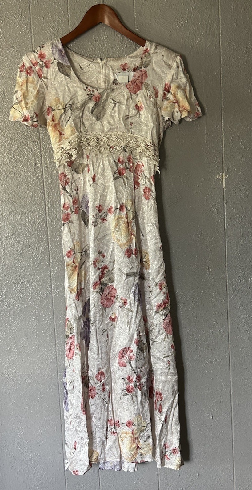 Vintage Jody California Floral Dress Size 5 Cottagecore Romantic Lace Eyelet