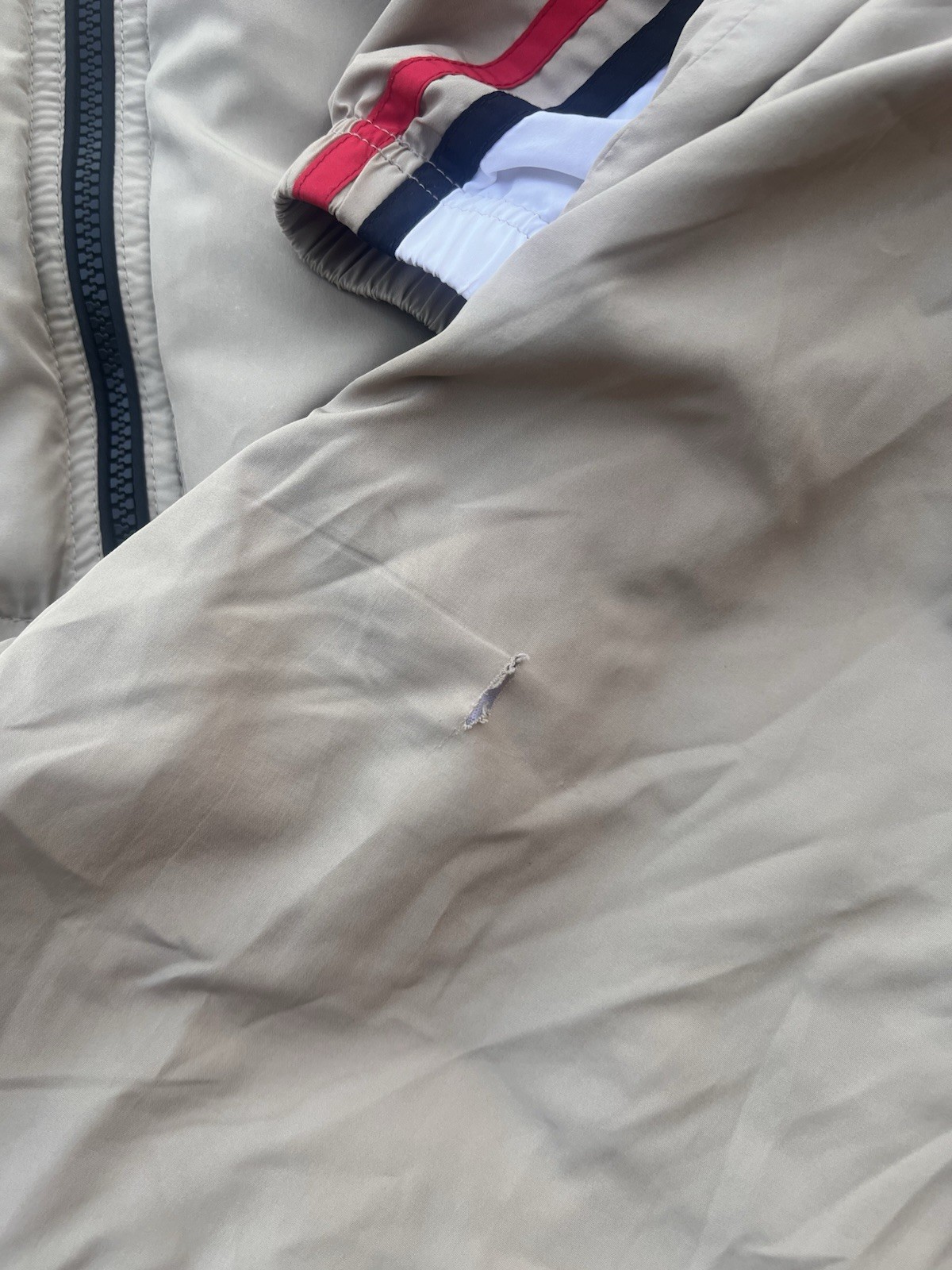 Vintage 80’s Women’s Track Suit Size PS Tan With Red/black Stripe