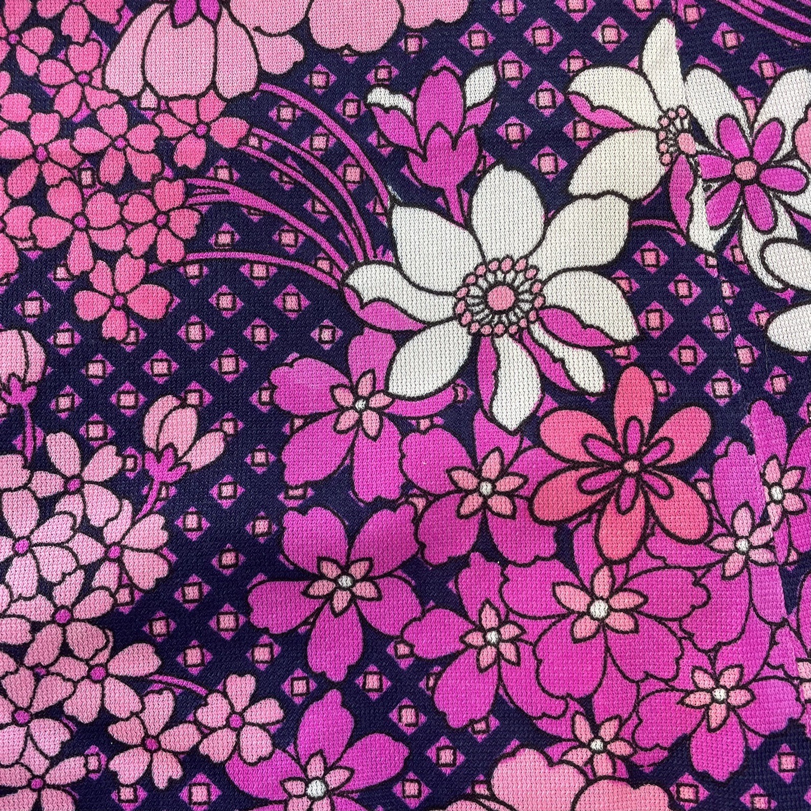 Vintage 60s Unworn size L Long Maxi Dress Pink Floral Fit and Flare