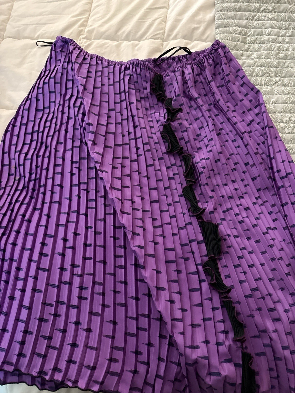 Vintage Ellen Hauptli Purple Pleated 2 Piece Skirt Set Avant Garde Artsy Outfit