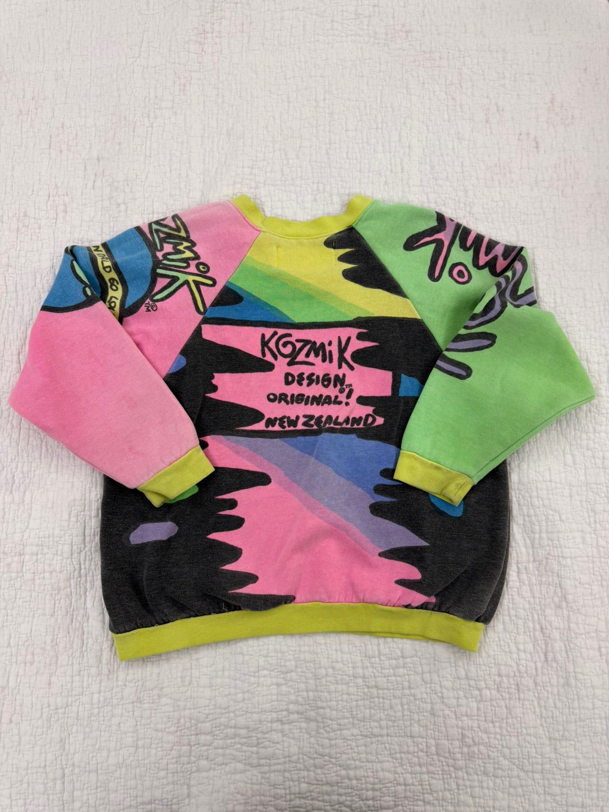 Vintage Kid Sweater Size XL Neon Kozmik Crewneck New Zealand
