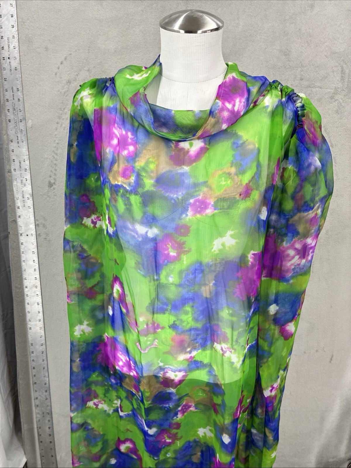 Georgie Keyloun VTG Kaftan Dress Phychdelic Muumuu Gown Hostess Misses Roper