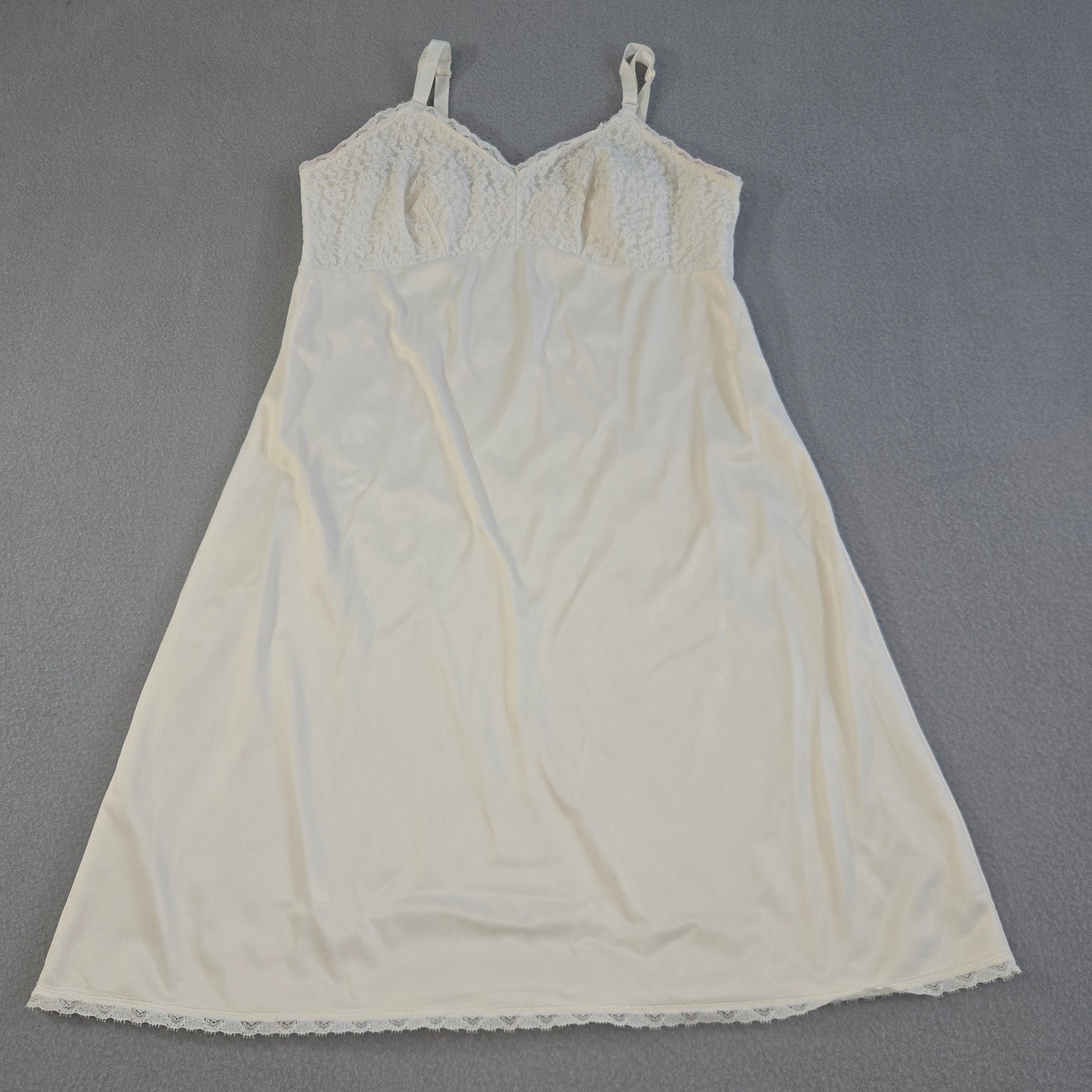 Sears Full Slip Lingerie Womens 36 Average Ivory White Lace Anti-Cling Vintage