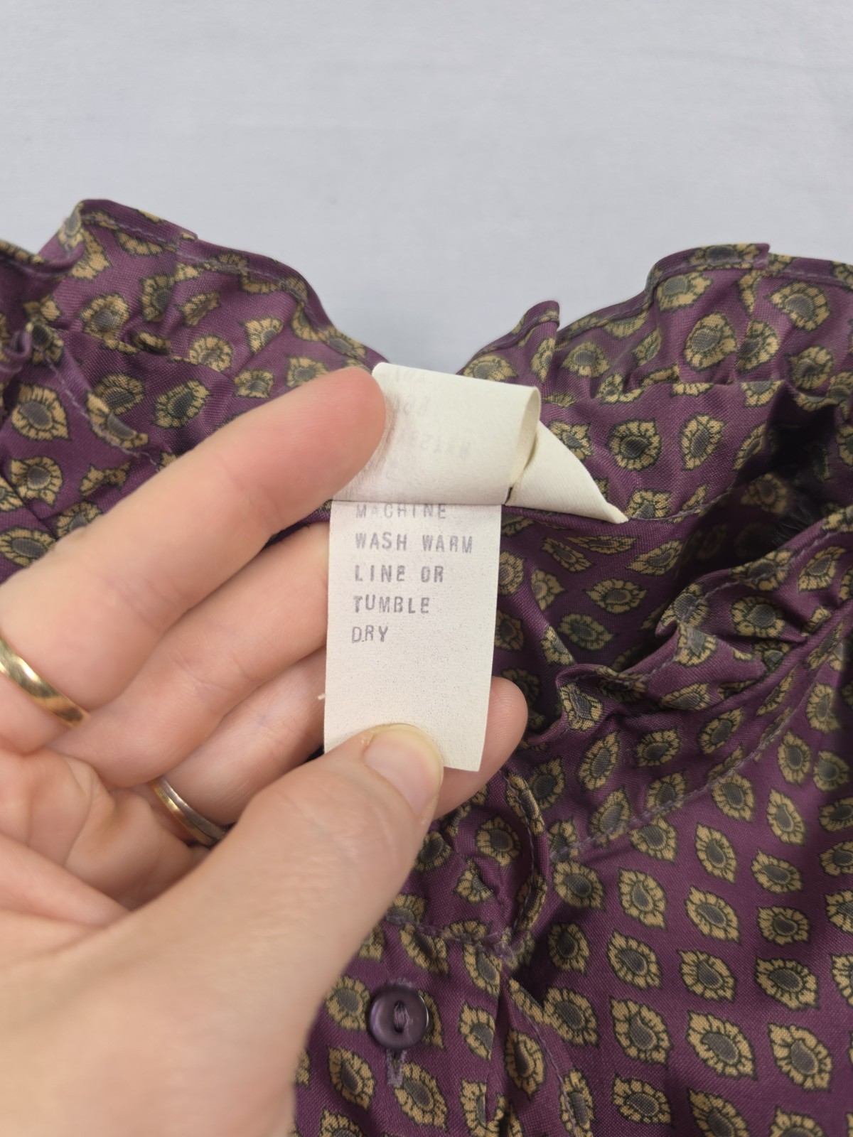 80s Sears The Gathering purple gold medallion ruffle collar blouse