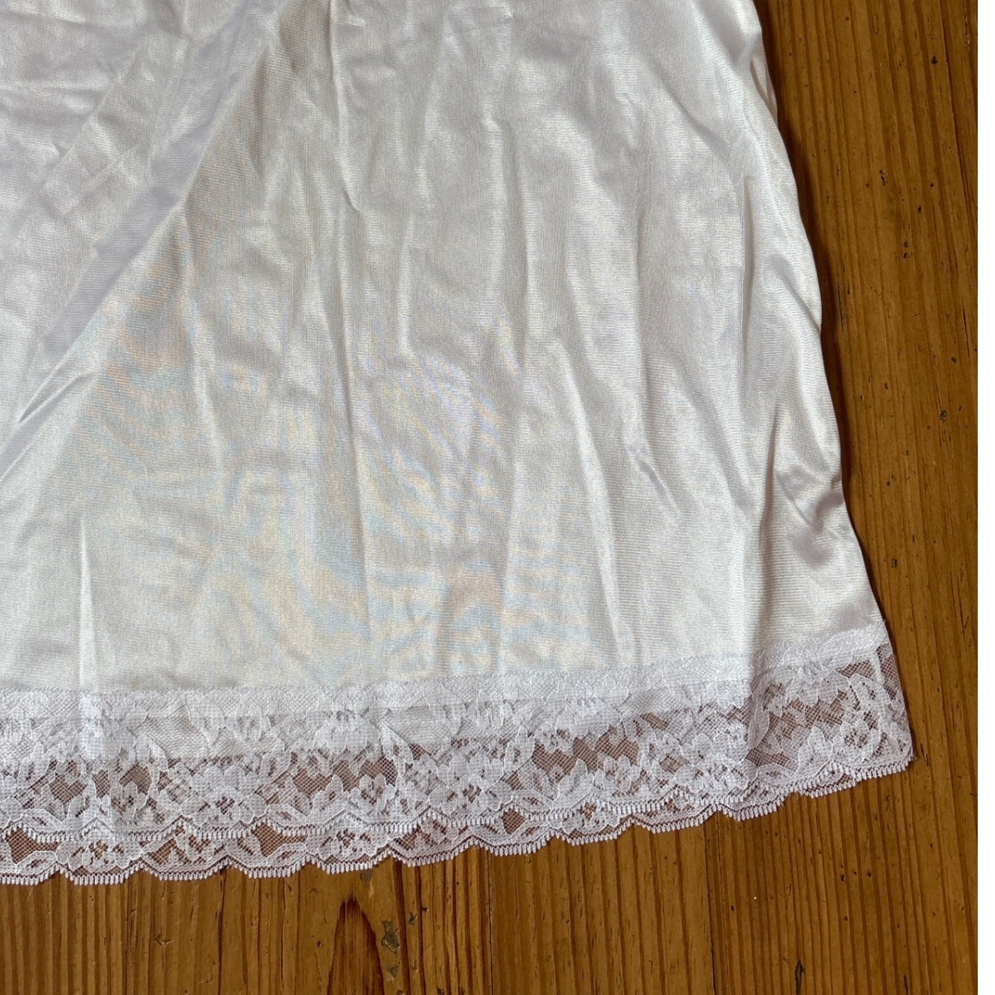Vintage Half Slip Women White Lace Trim Anti Cling Lingerie SIZE L