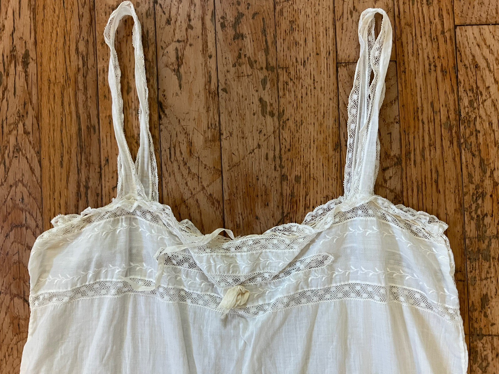 Antique Edwardian Women’s Chemise Step-in-Teddy Trimmed With Lace And Ribbon