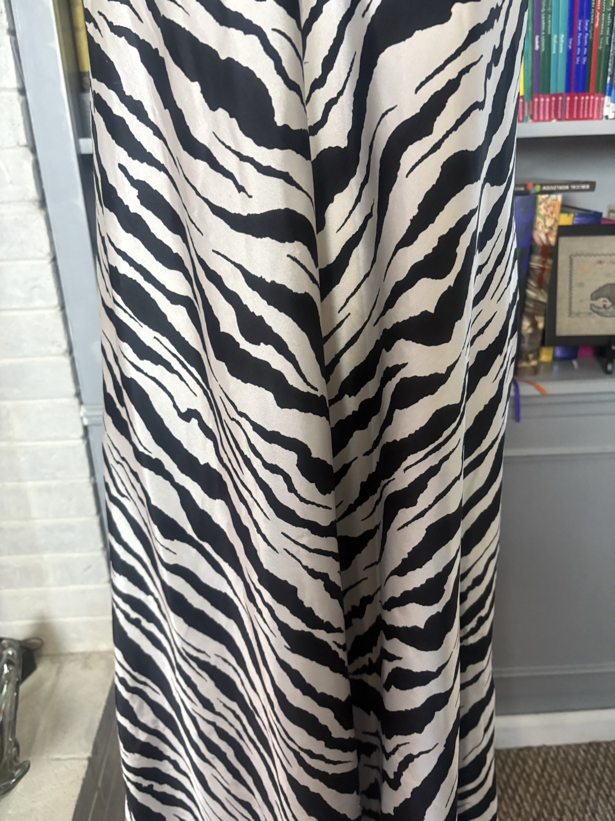 Vintage 1980s Bob Mackie Black & White Tiger Print Slip Dress Size Small