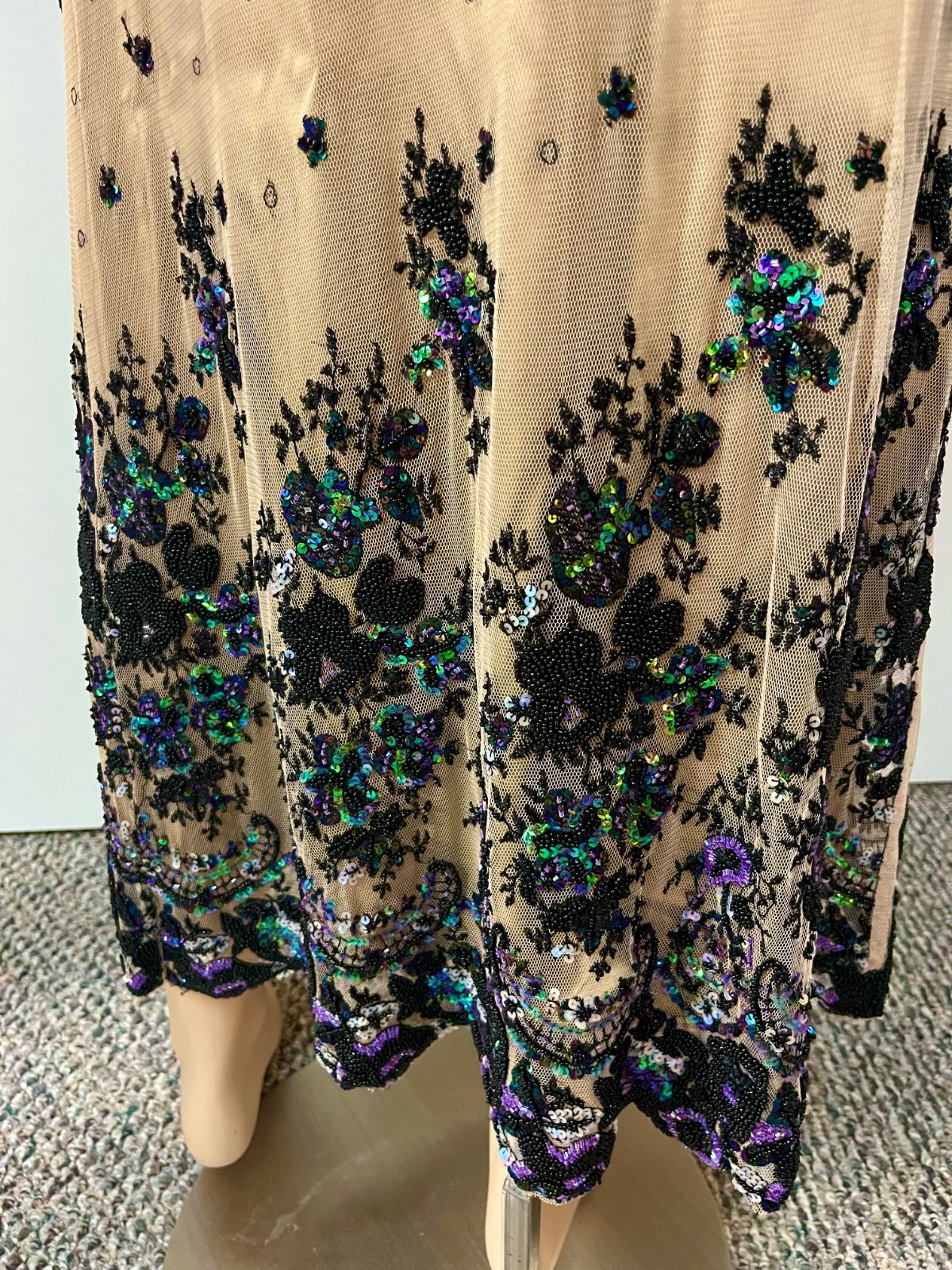 Excellent Vintage J Peterman Belle Epoque Silk Beaded Skirt Size 8 Waist 28-29