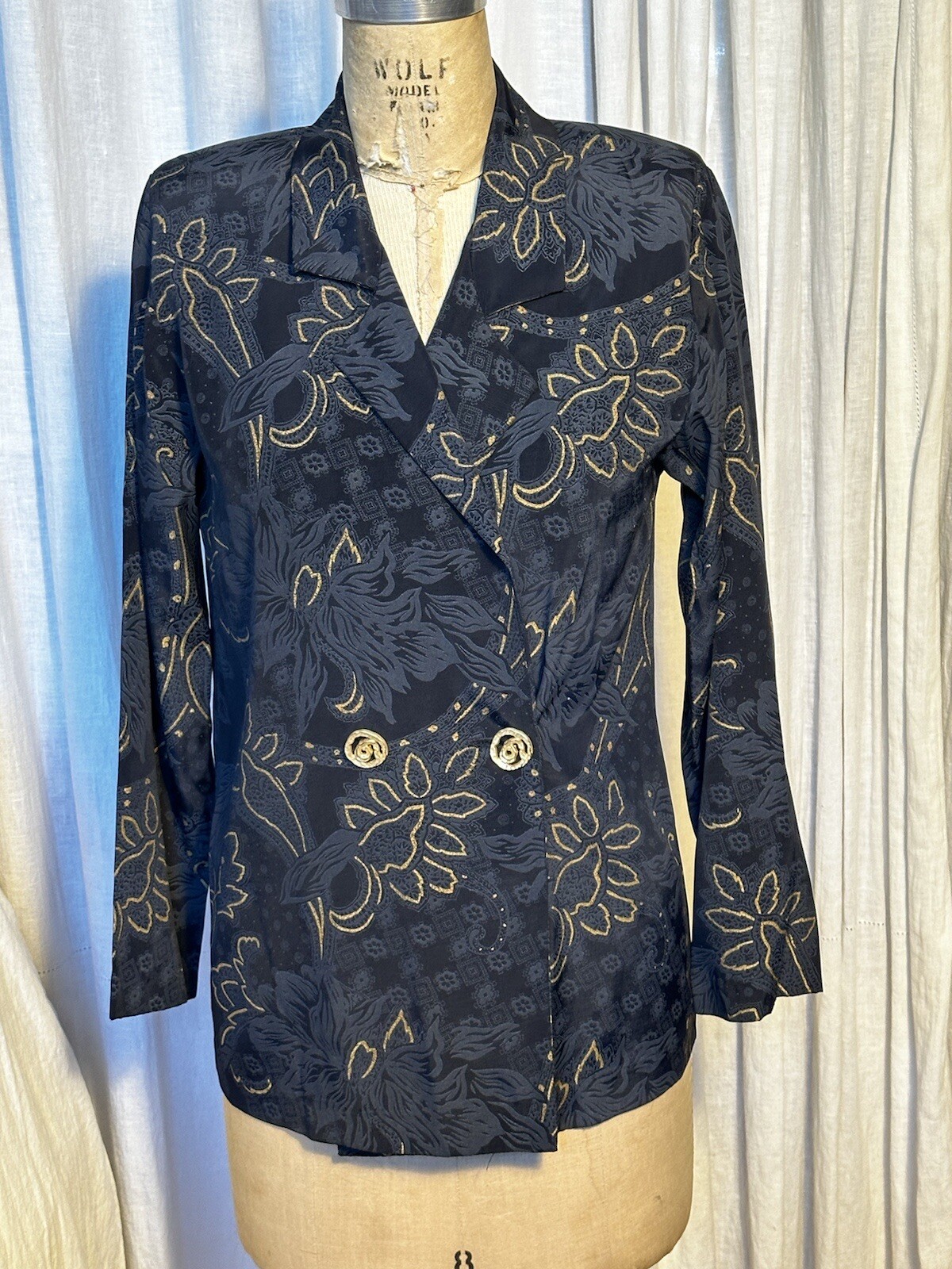 Vintage Michael B.LTD. Womens Blk/gold Event Blouse /Jacket Sz 4P Pre-owned