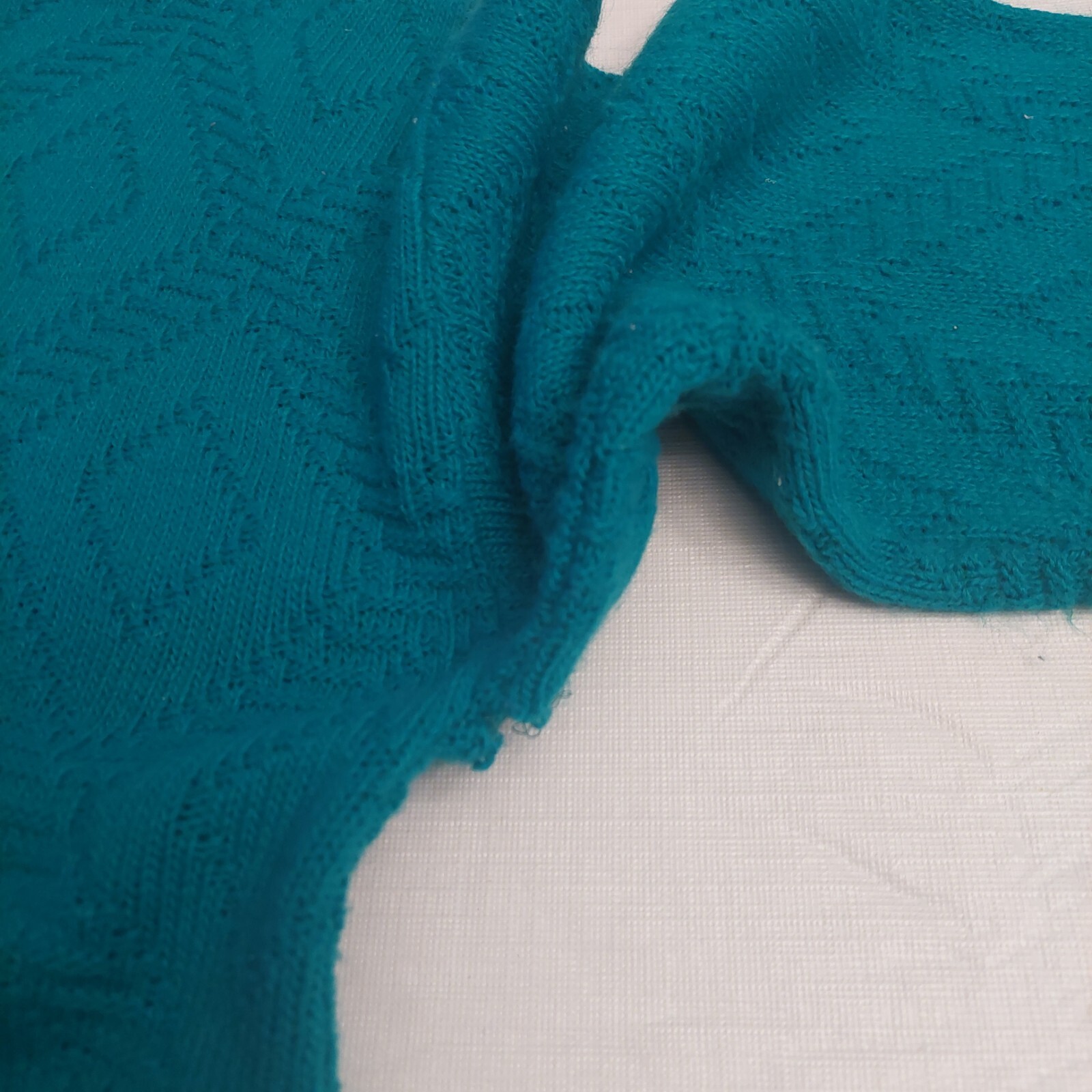 Adele Knitwear Vintage 80’s Teal Diamond Textured Knit Crewneck Sweater Size L