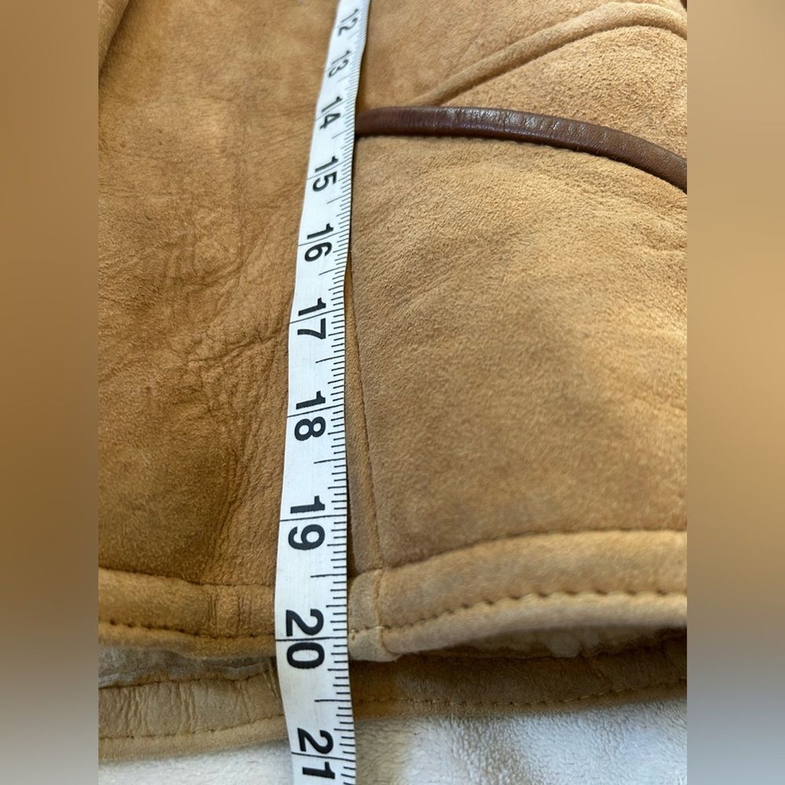 Vintage 100% Leather Suede Shearling Coat French Creek Sheep and Wool Co sz 12
