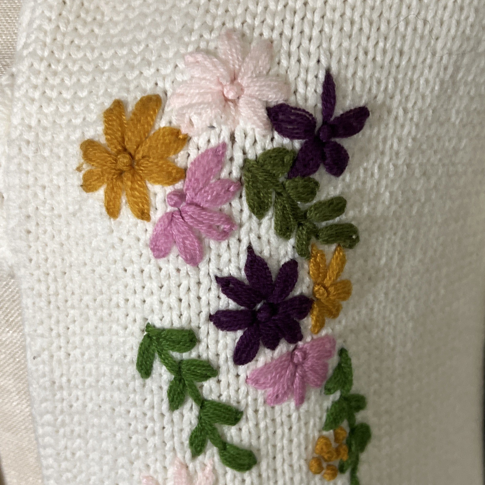 Vintage Embroidered Cardigan Sweater Floral. PLEASE READ DESCRIPTION. Needs TLC