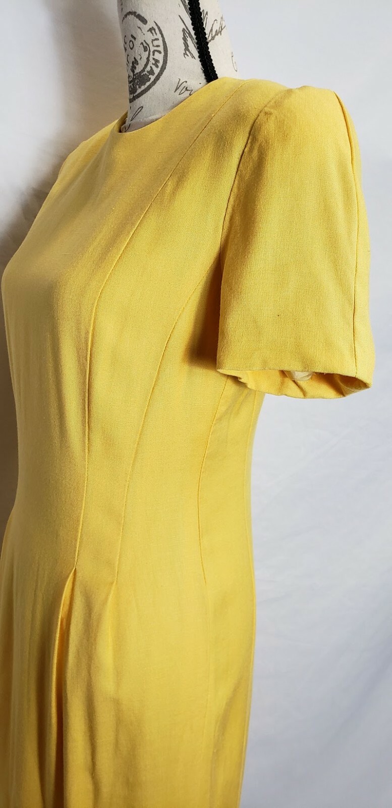 Vintage 80s Sara Campbell Womens Sheath Yellow Pencil Dress Size 6