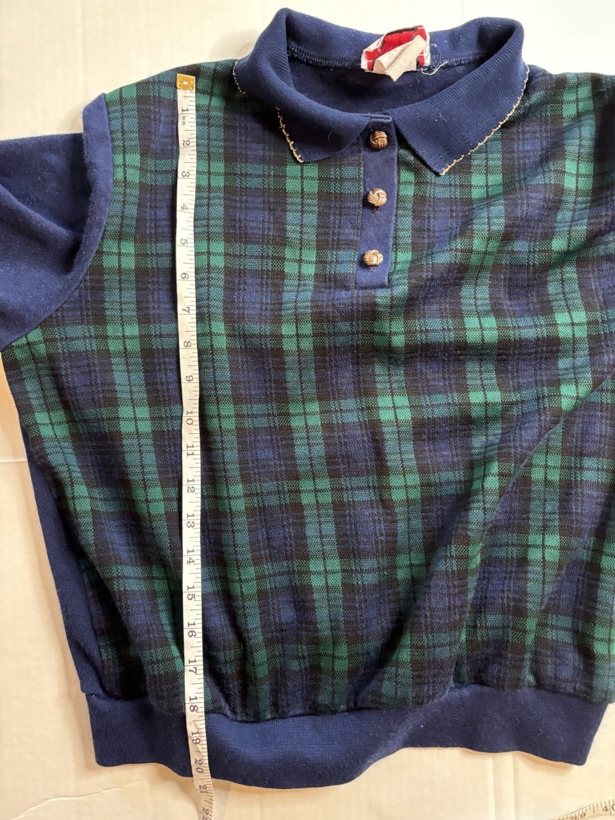 VTG American Collection Cricket Plaid Cape Cod Granny Tartan Knit Top Med/Lg
