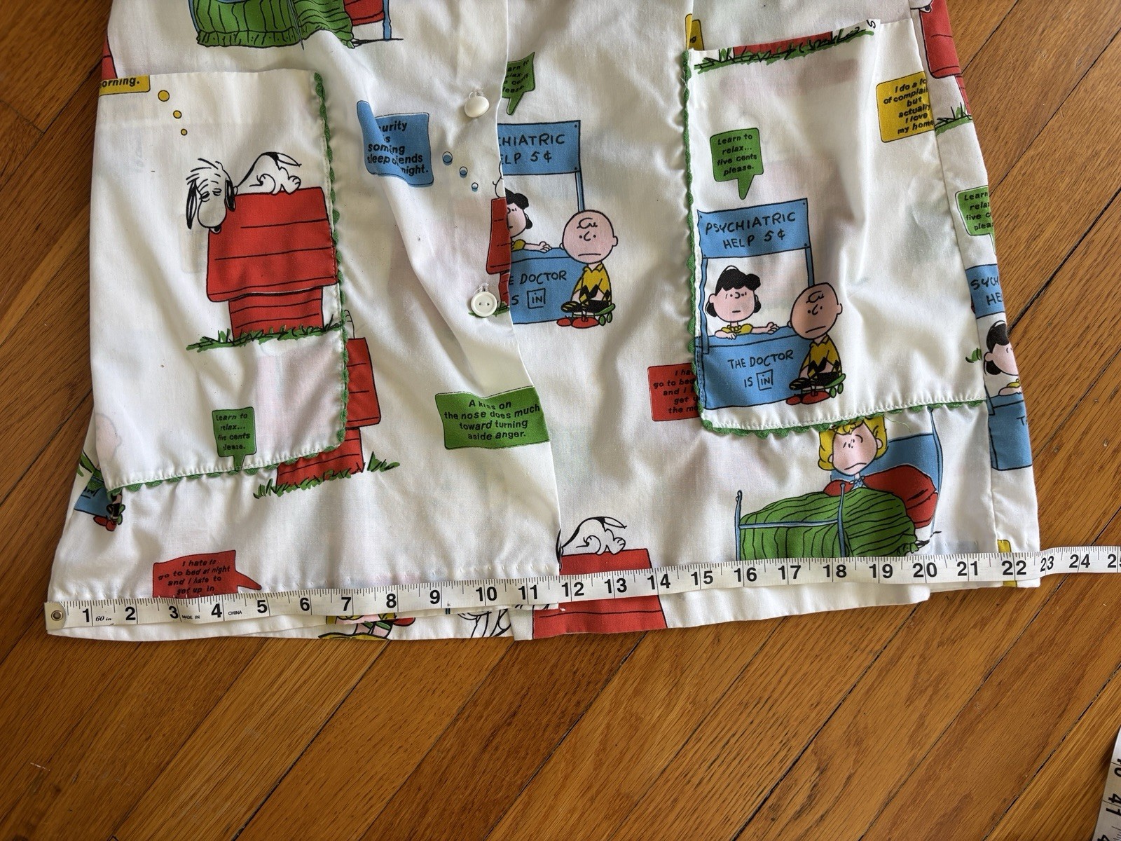 Vintage Peanuts Button-Up Babydoll Smock Dress
