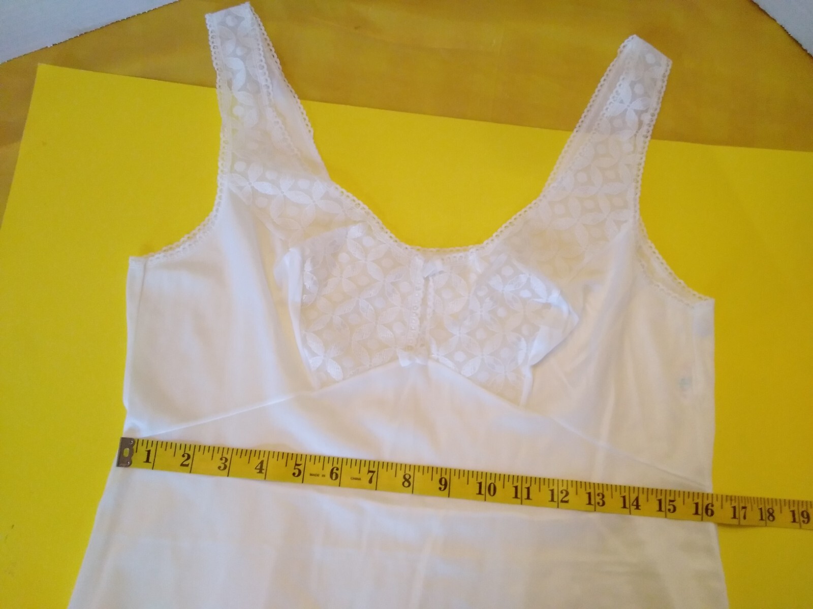 Vintage Full Slip Dress Chemise European Size M-L Triumph Intl White Lace