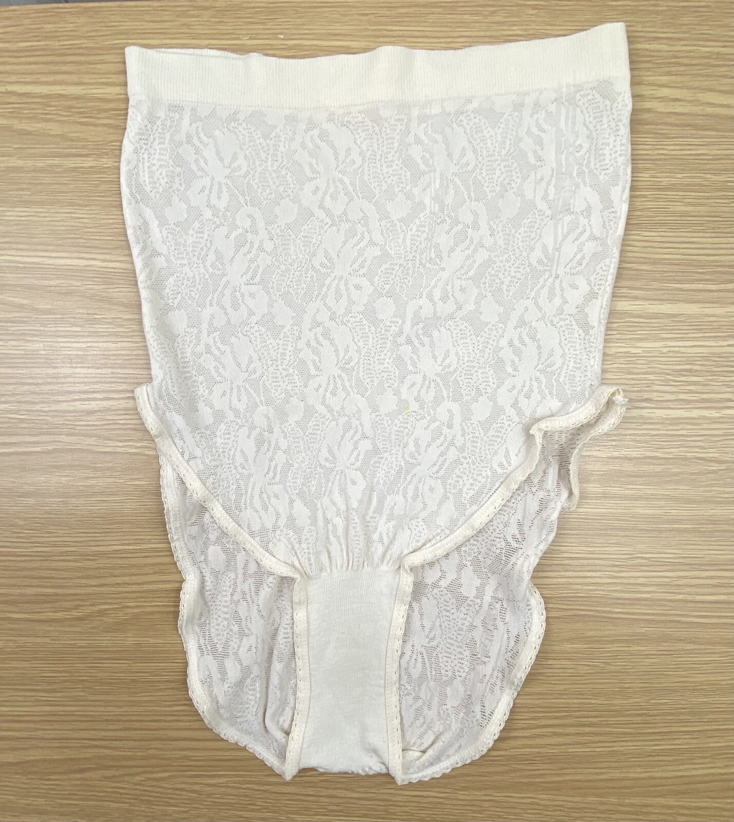 Vintage Alba off white floral high waist nylon panties sheer granny panties