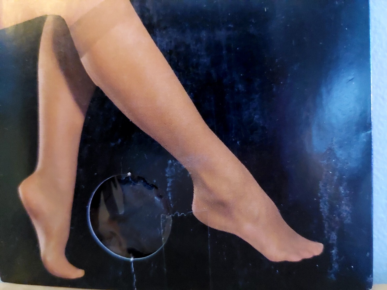 Vintage Pantyhose Ravinia Knee High Comfort Top Color Jet Black One Size BSDR1
