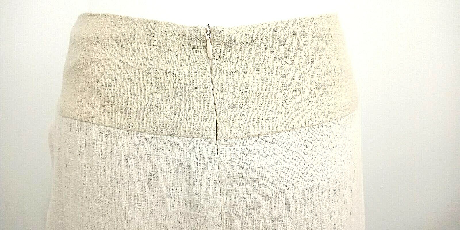 Vintage 1980s NEWPORT NEWS Midi Skirt Women’s 16 Ivory Gold Lurex High Low Flowy