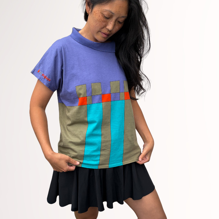 Vintage IXSPA Jamie Sadock 100% Cotton Geometric Color Block Abstract Top 80s