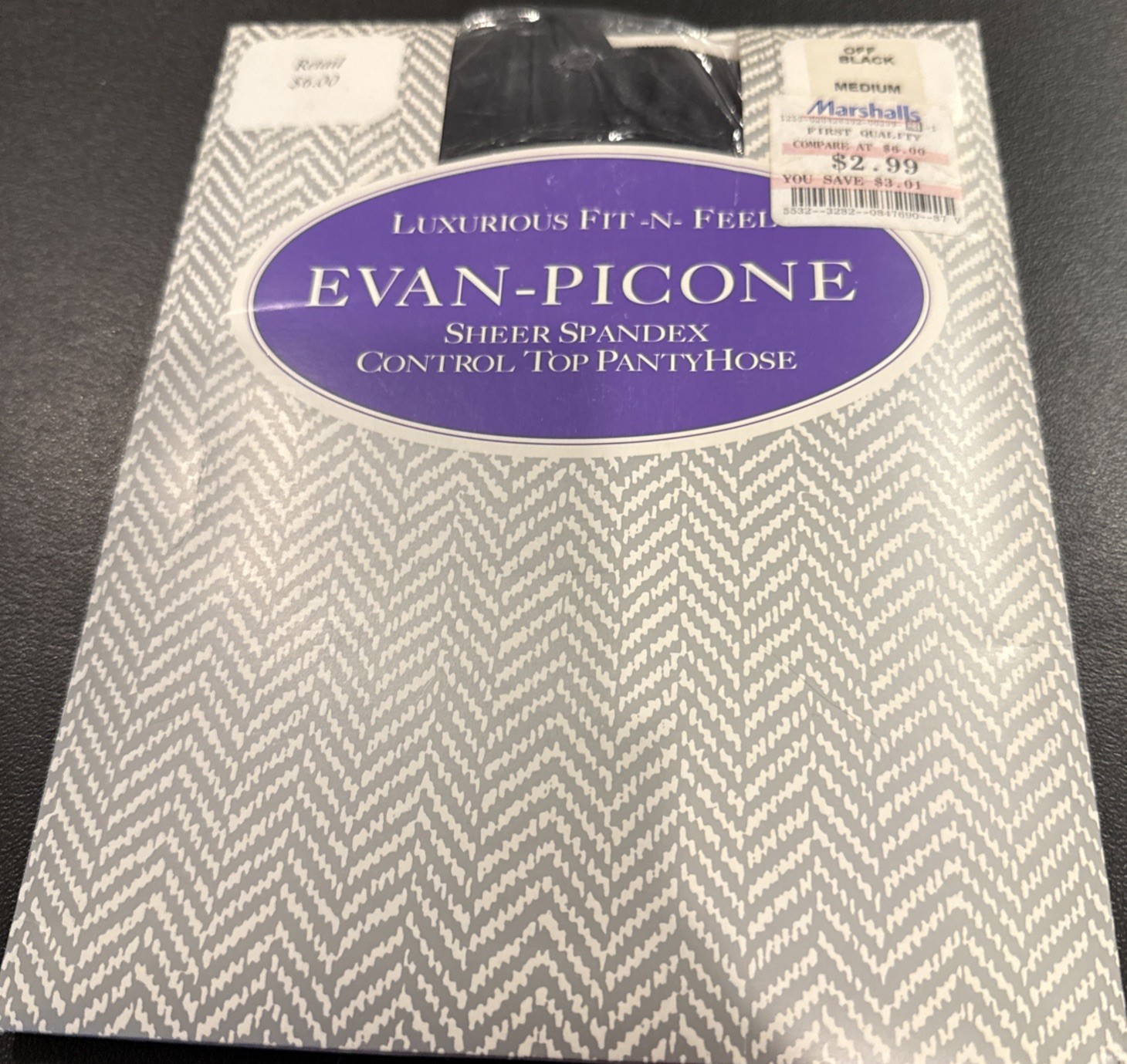 Evan Picone Medium Off Black Pantyhose Hoisery Control Top USA Vintage NEW