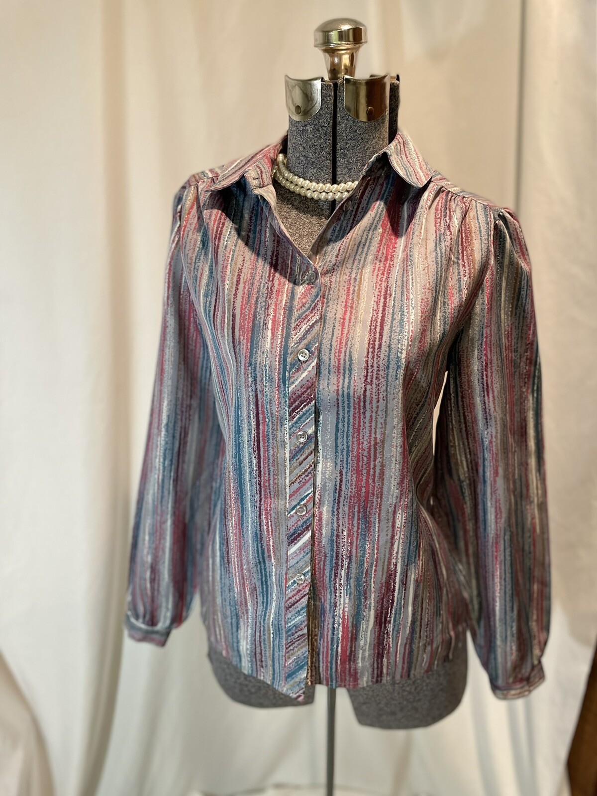 Vintage 70’s Disco Shirt By Lady Arrow Size M Medium Secretary Style Or Club