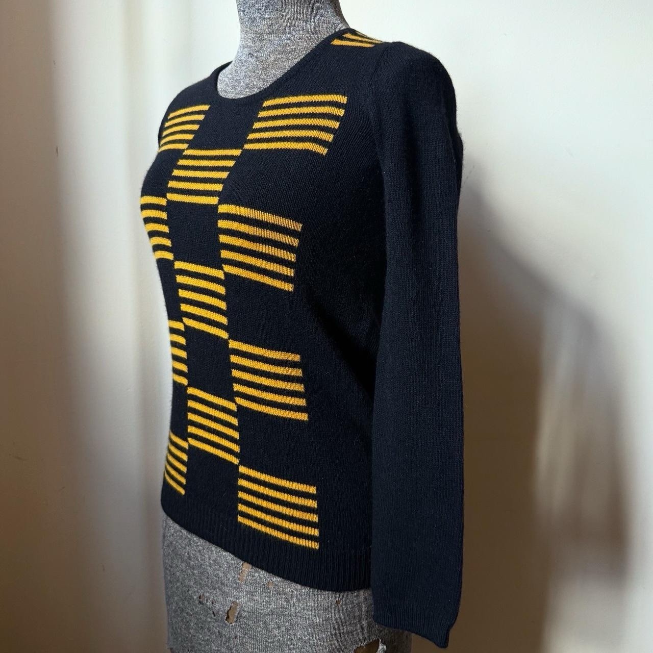 Vintage 80s Sonia Rykiel France Designer Black/Yellow Angora Wool Knit Sweater S