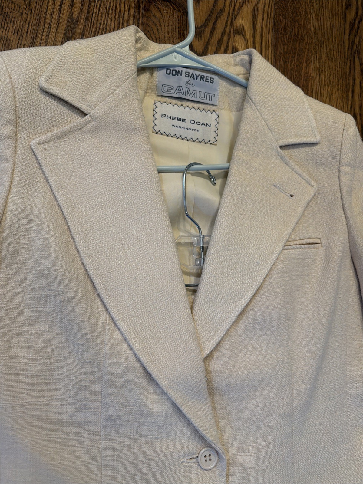 VTG Don Sayres 100% Silk High-Waisted Wide-Leg Tailored Pant Suit Sz 12 Tall