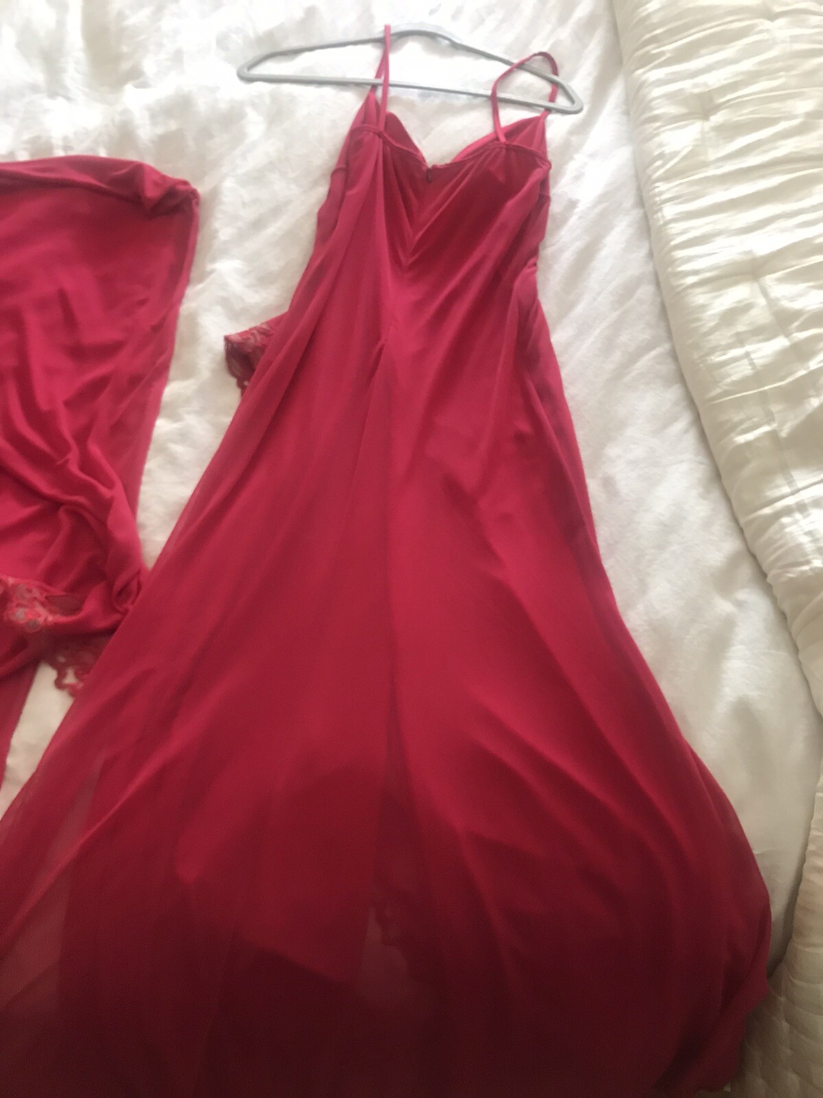 JEWEL RED EVENING COCKTAIL STRAPPY DRESS PANT SUIT/WRAP SCARF MADE IN PARIS