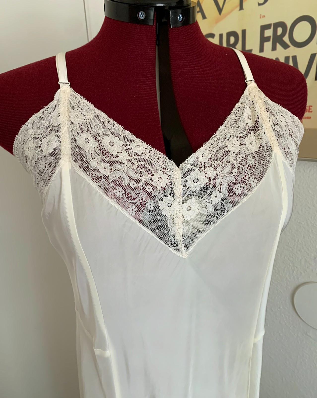 1940s 1950s White Rayon and Lace Volup Plus Size Slip Colony Club Bur-Mil Fabric