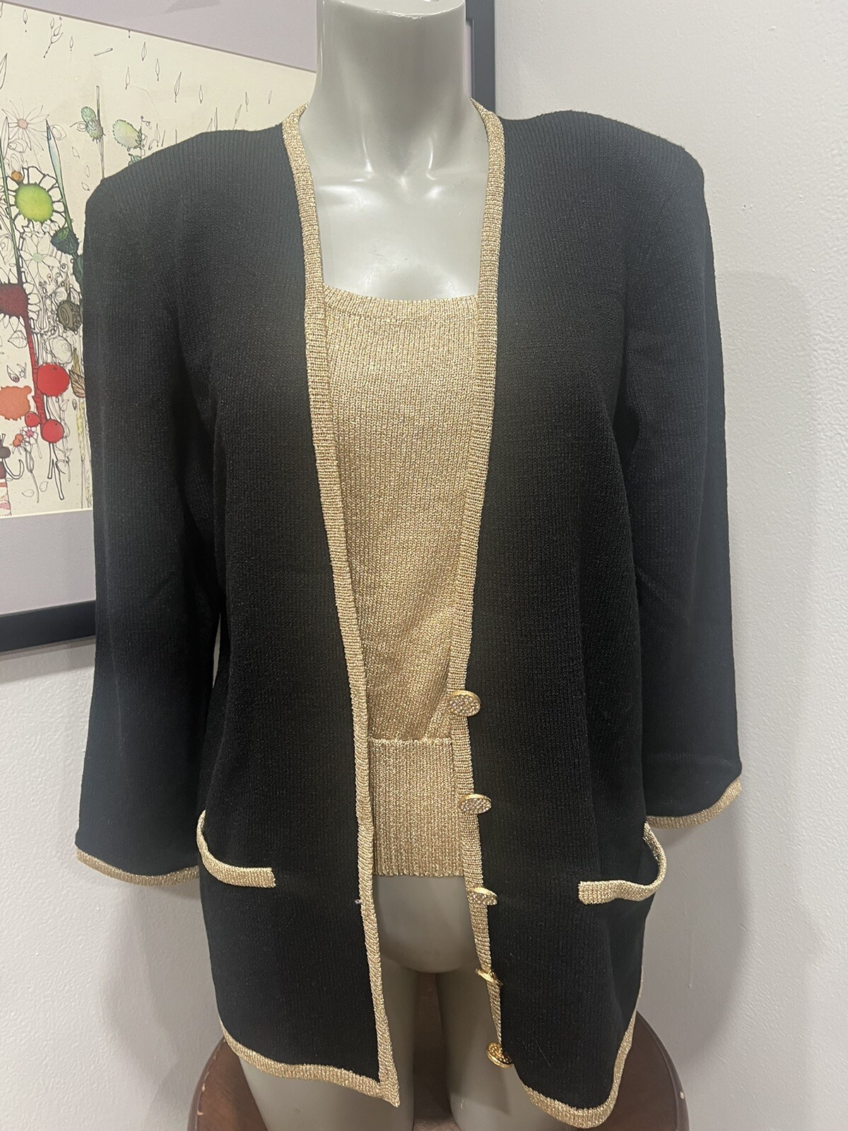 Don sayers For Wellmore Vintage Twinset . Blk/ Gold. She’ll Sz. 8. Cardigan 10,