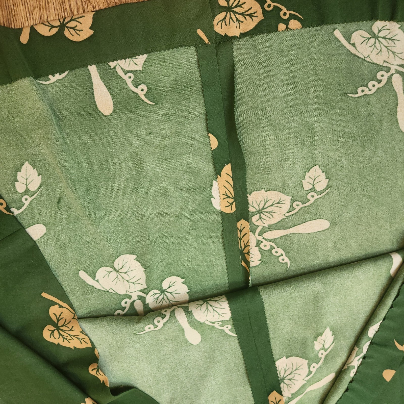 Vtg Handmade Dress Botanical Leaf Green 1970s 80’s Full Length Size 6