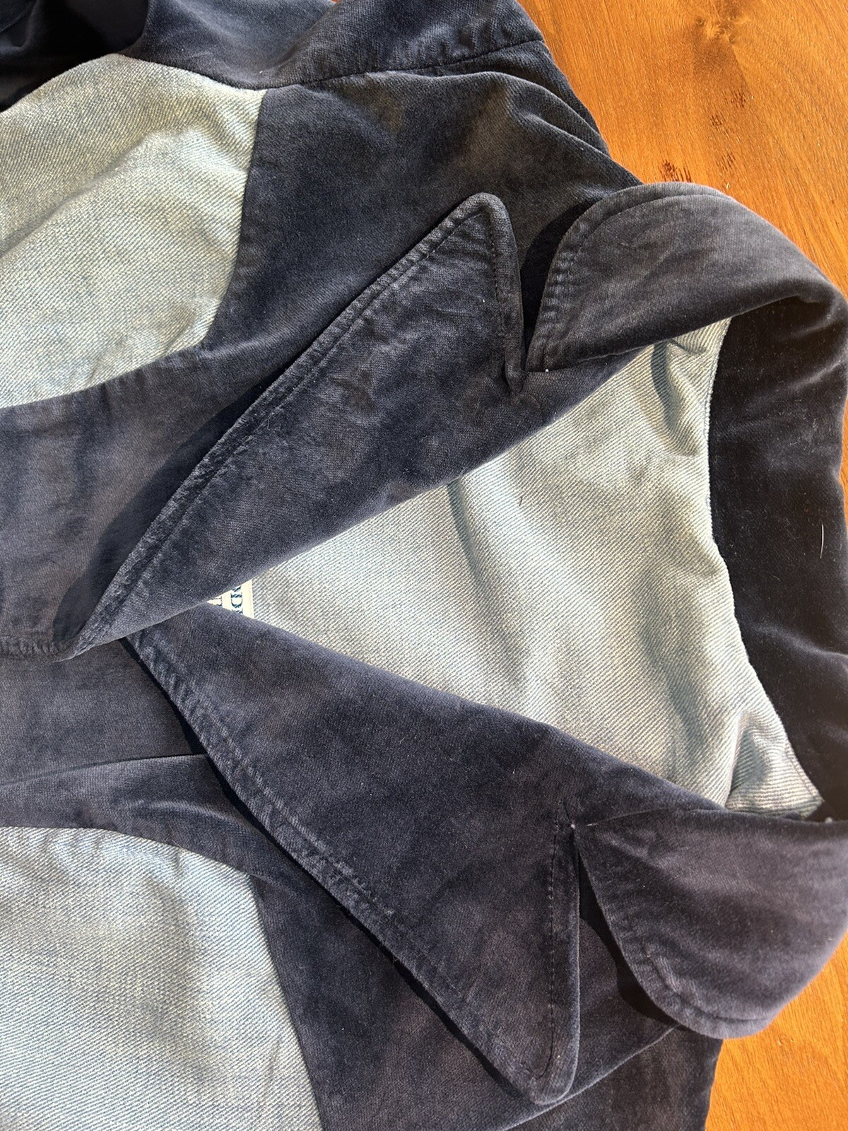 70’s Blazer Jacket Modern Juniors 100% Cotton Velvet & Denim Union Made In USA S