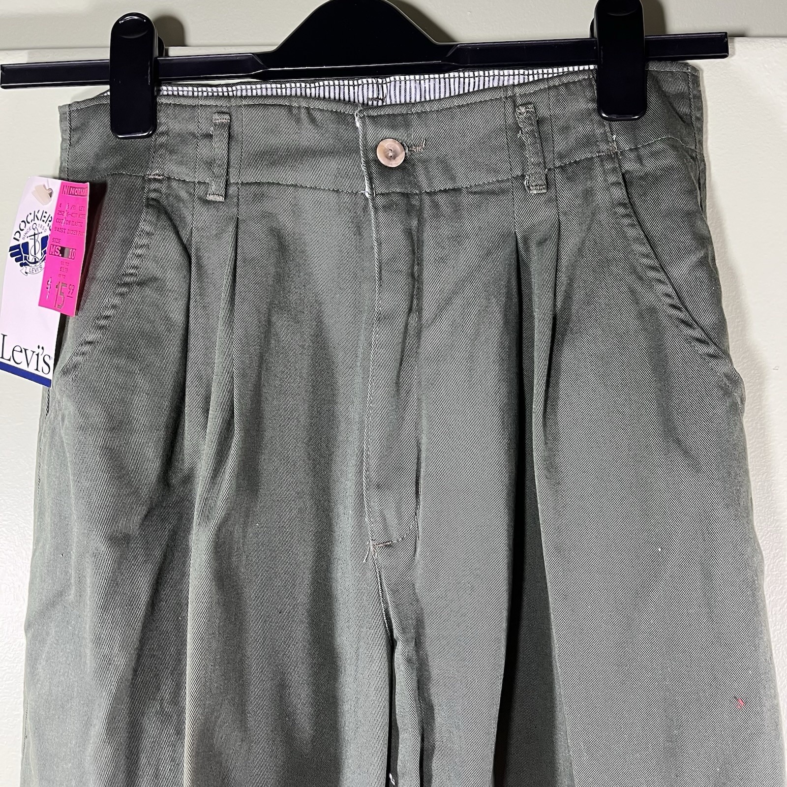 Vintage 1988 Levi’s Dockers Pleated Pants Green Khaki NOS Sz 10 See Photos READ