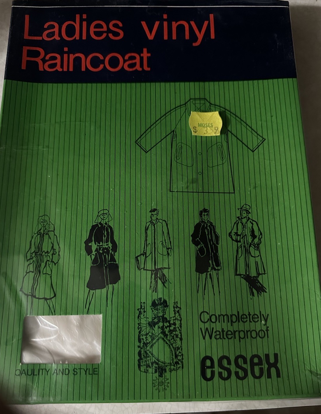 Vintage 60s Ladies Vinyl Raincoat Clear Frosted Size Small Style #1219 NIB