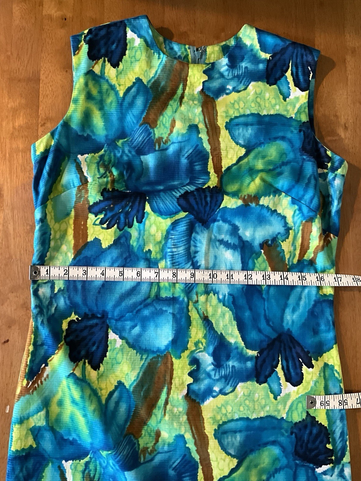 Vtg McINERNY Womens Hawaiian Maxi Dress Watercolor Floral Talon Zip Side Slit 12