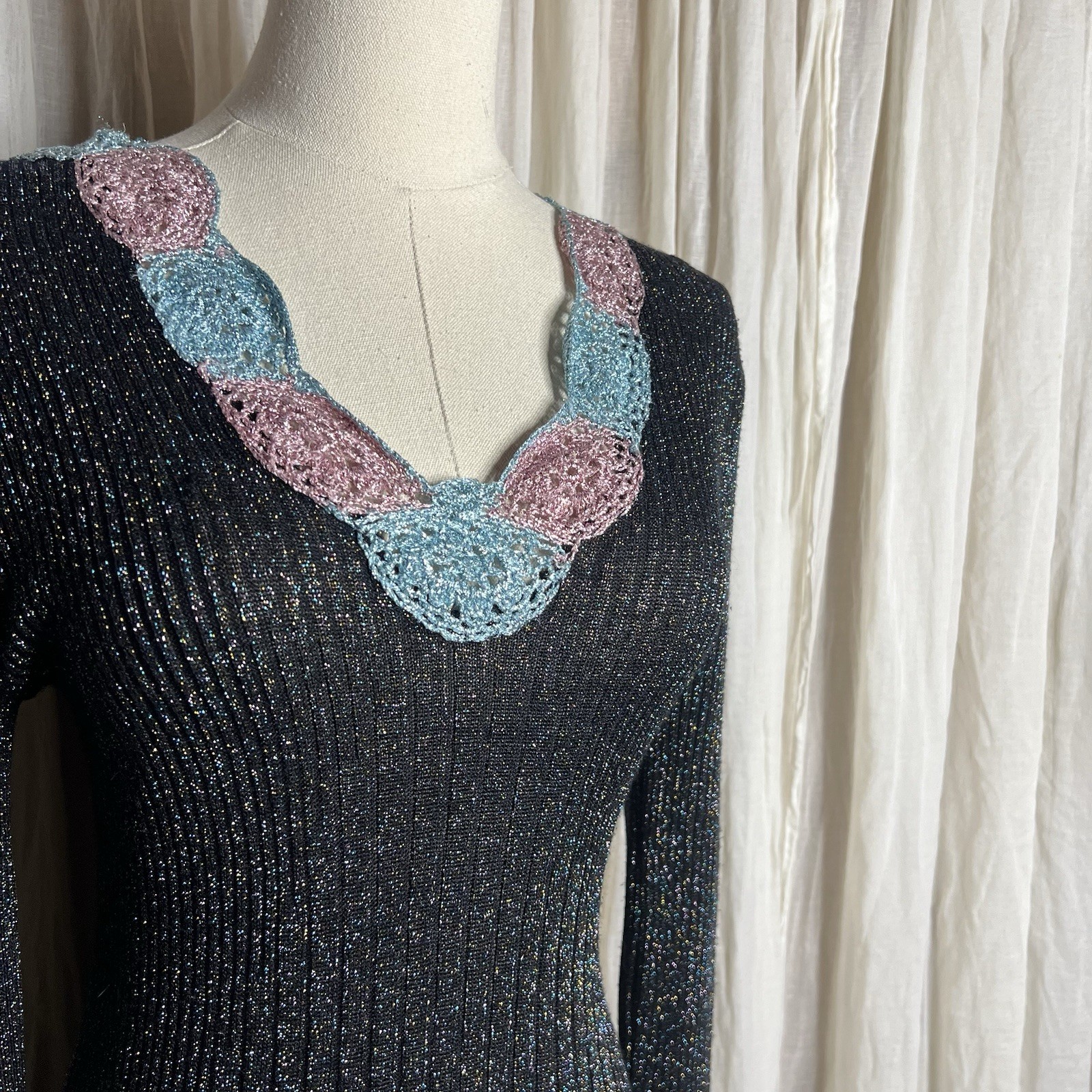 Vintage Wenjilli knit Metallic Sweater Dress