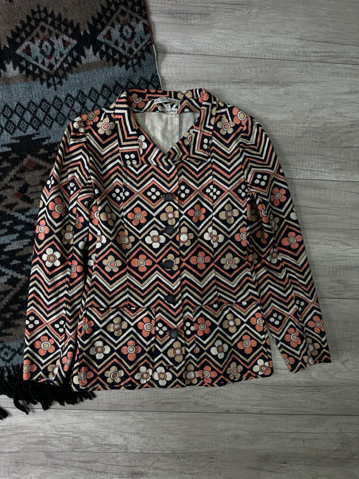 Vintage 70s Emanuel Ungaro Parallele Paris Flowers Printed Jacket Blazer + Skirt