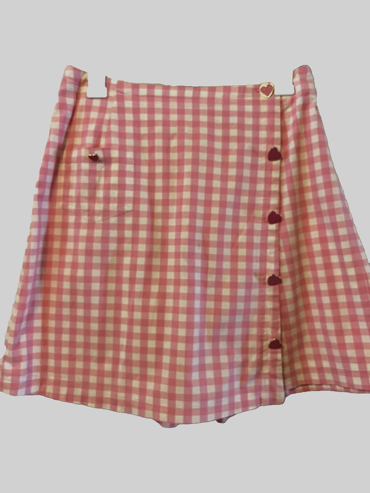 Vintage Pink and White Check Gingham skort 70s Cotton Waist 30 cotton mini