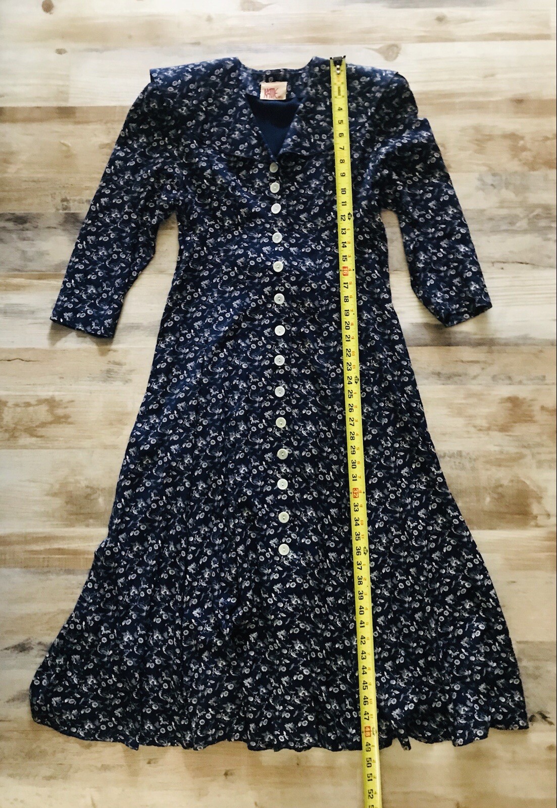 Vtg 70s 80s Maxi Dress Floral Grunge Festival Boho Cottage Core Button Down 8