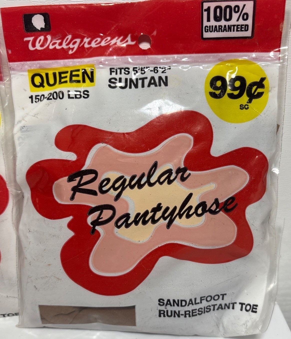 Walgreens Pantyhose Queen Size Suntan Sandalfoot Set of 2