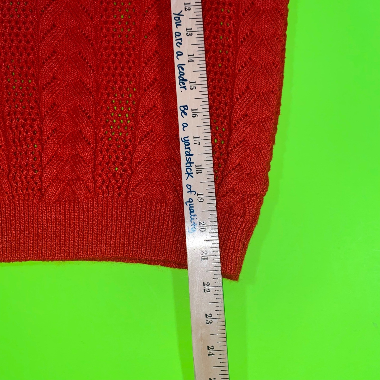 Billie Jo Vintage Red Short Sleeve Cable Pointelle Knit Sweater Made in USA