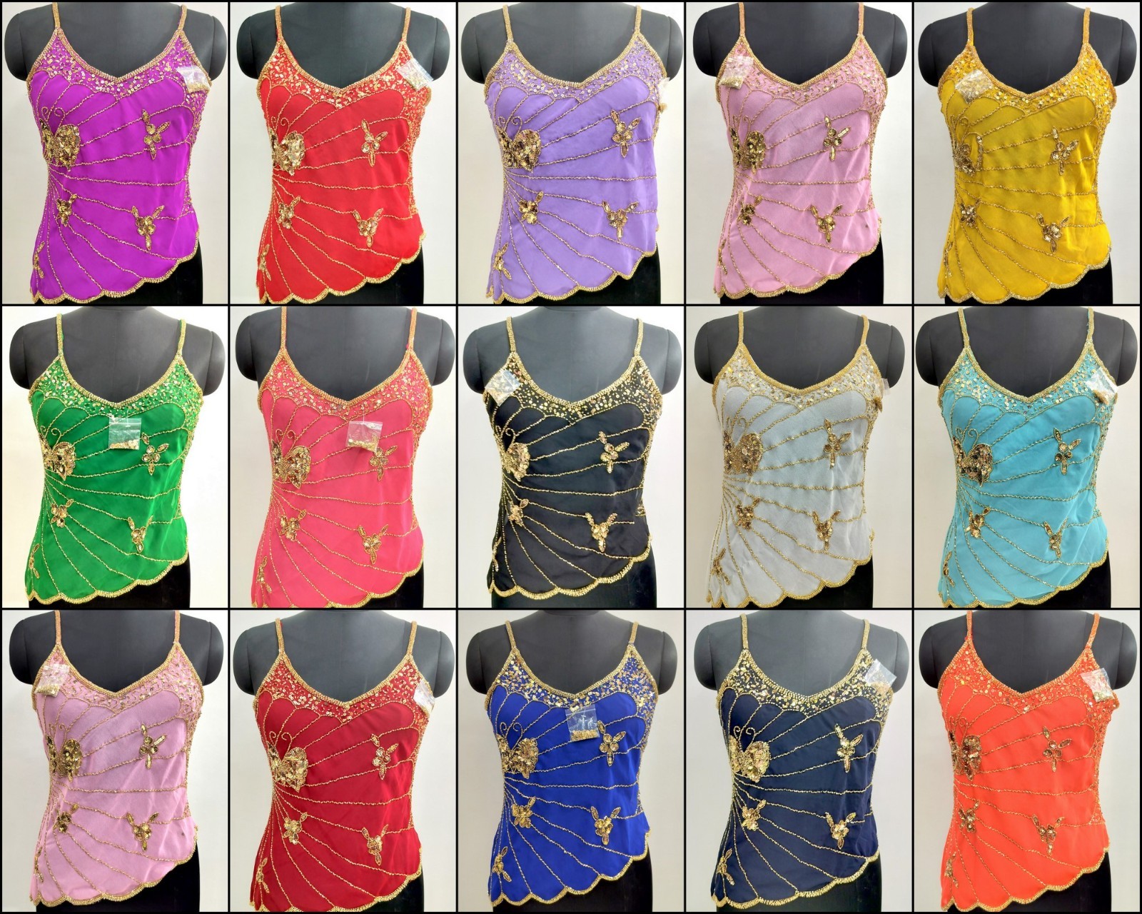 Vintage Y2K Bead Embroidery Costume Sequin Top Blouse Sheer Turquoise Gold Tunic