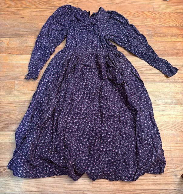 Vtg Laura Ashley Dress Size 8 Cottagecore Puff Sleeve Midi Floral Feminine Blue