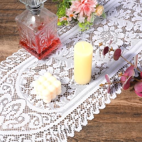 2 Pack Cotton Crochet Lace Rectangular Table Runne – European-Style Hollowed